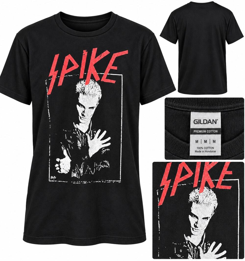 Y2K Style Buffy the Vampire Slayer Spike Graphic T-Shirt Black Gildan Size Med
